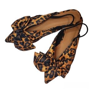 Satin Leopard Print Flats